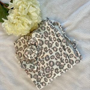 NWOT Pink leopard print headband and blanket set
